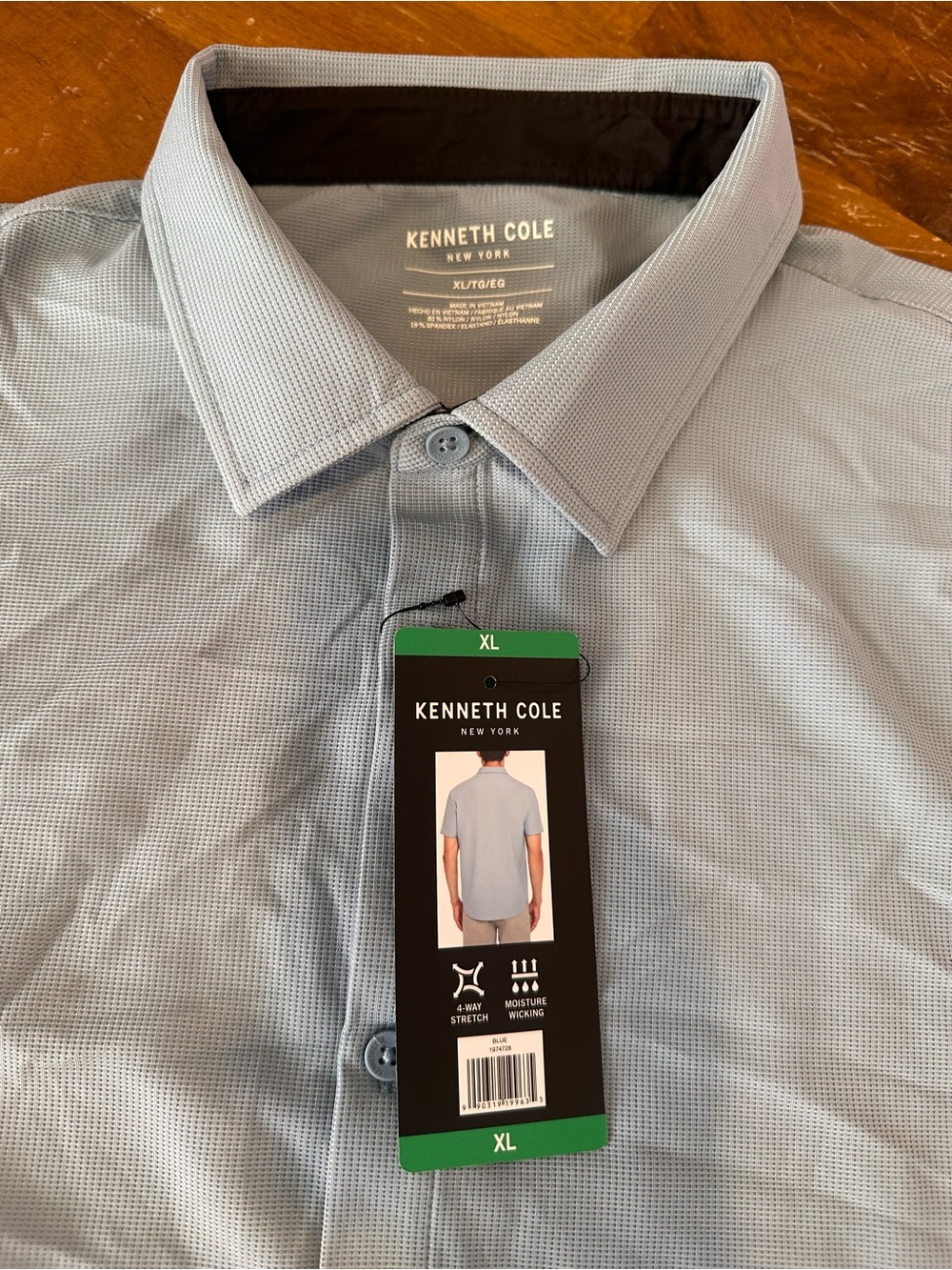 Kenneth Cole Men's Light Blue Casual Button-Down Shirt